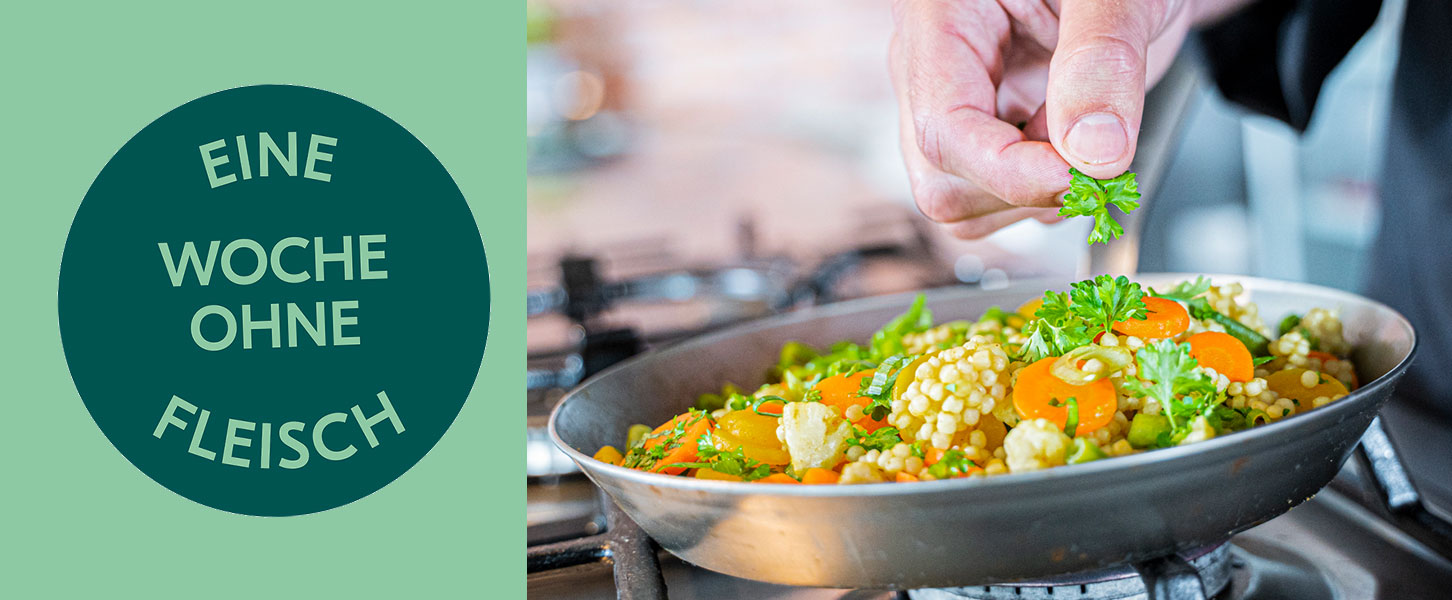 Eine Woche ohne Fleisch vegetarisch Essen Menü Logo