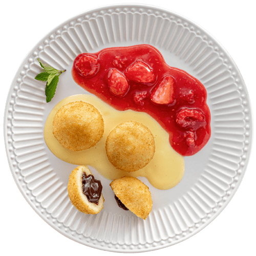 Topfenknödel mit Nougatcremefüllung