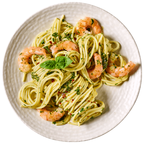 Spaghetti Pesto mit Garnelen