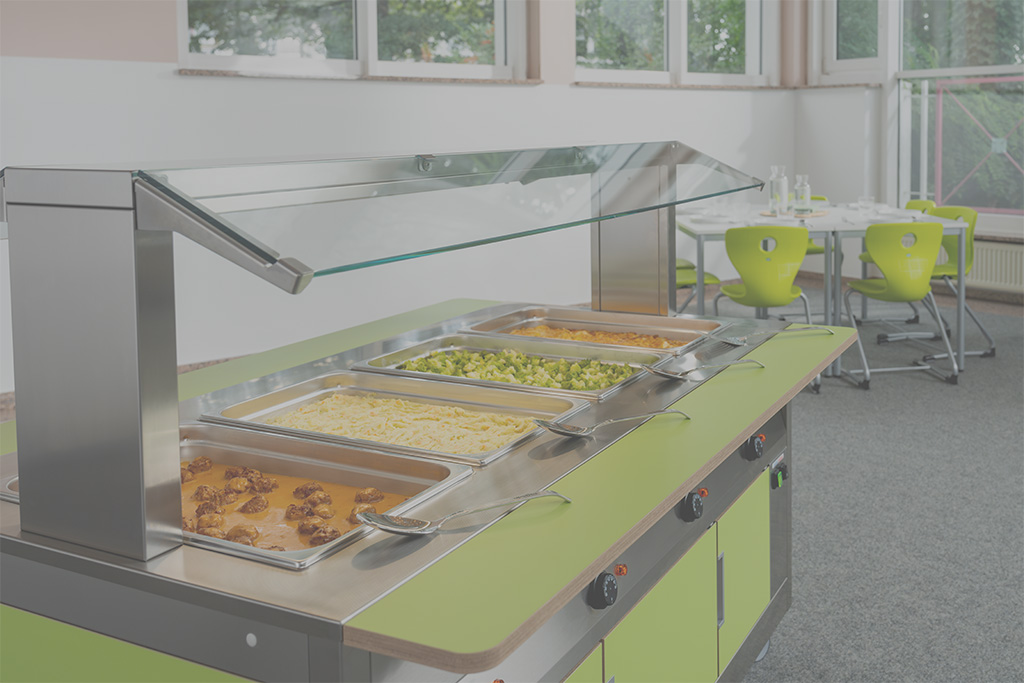 Bild von grüner Buffettheke mit 4 Becken