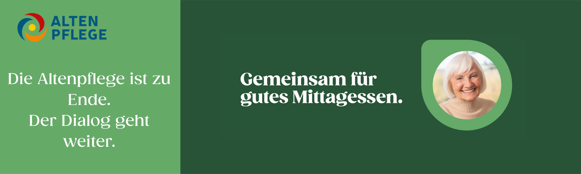 Die Altenpflege ist zu Ende. Der Dialog geht weiter. Gemeinsam für ein gutes Mittagessen.