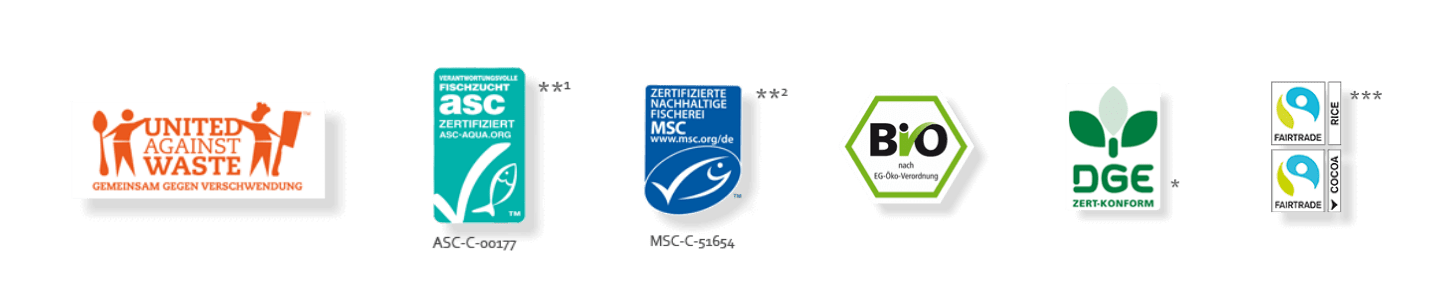 United against waste, asc, msc, bio, dge, fairtrade