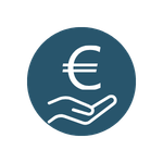 Eurozeichen über einer Hand