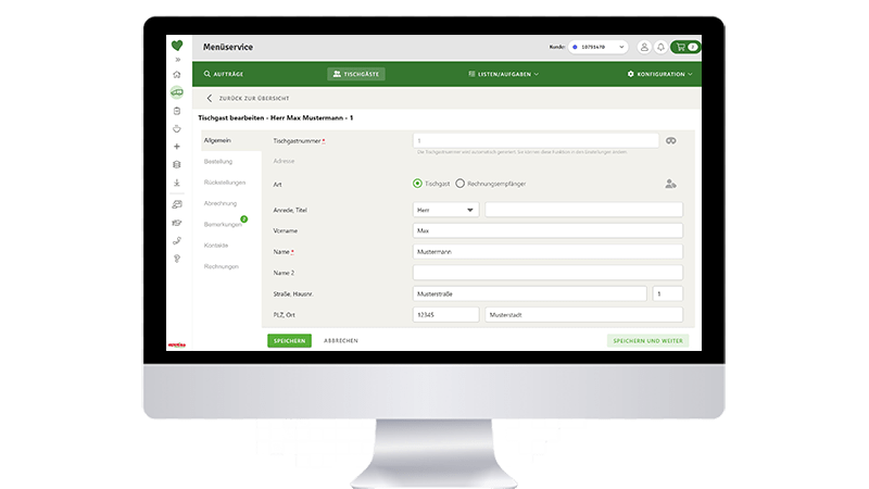 Tischgast-Datenpflege in den Bestellsystemen von apetito