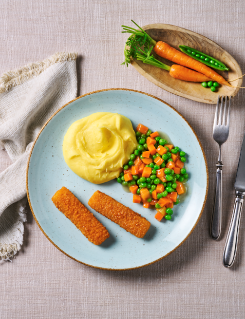 Gericht mit Fischstäbchen
