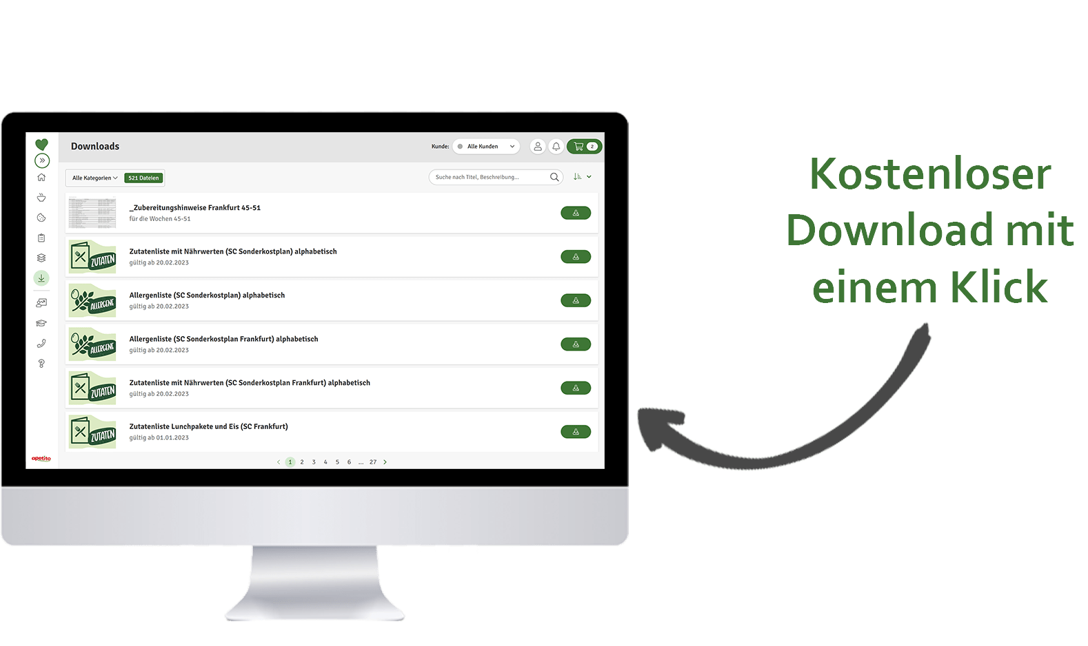 Kostenloser Download mit einem Klick Computer Bildschirm Pfeil