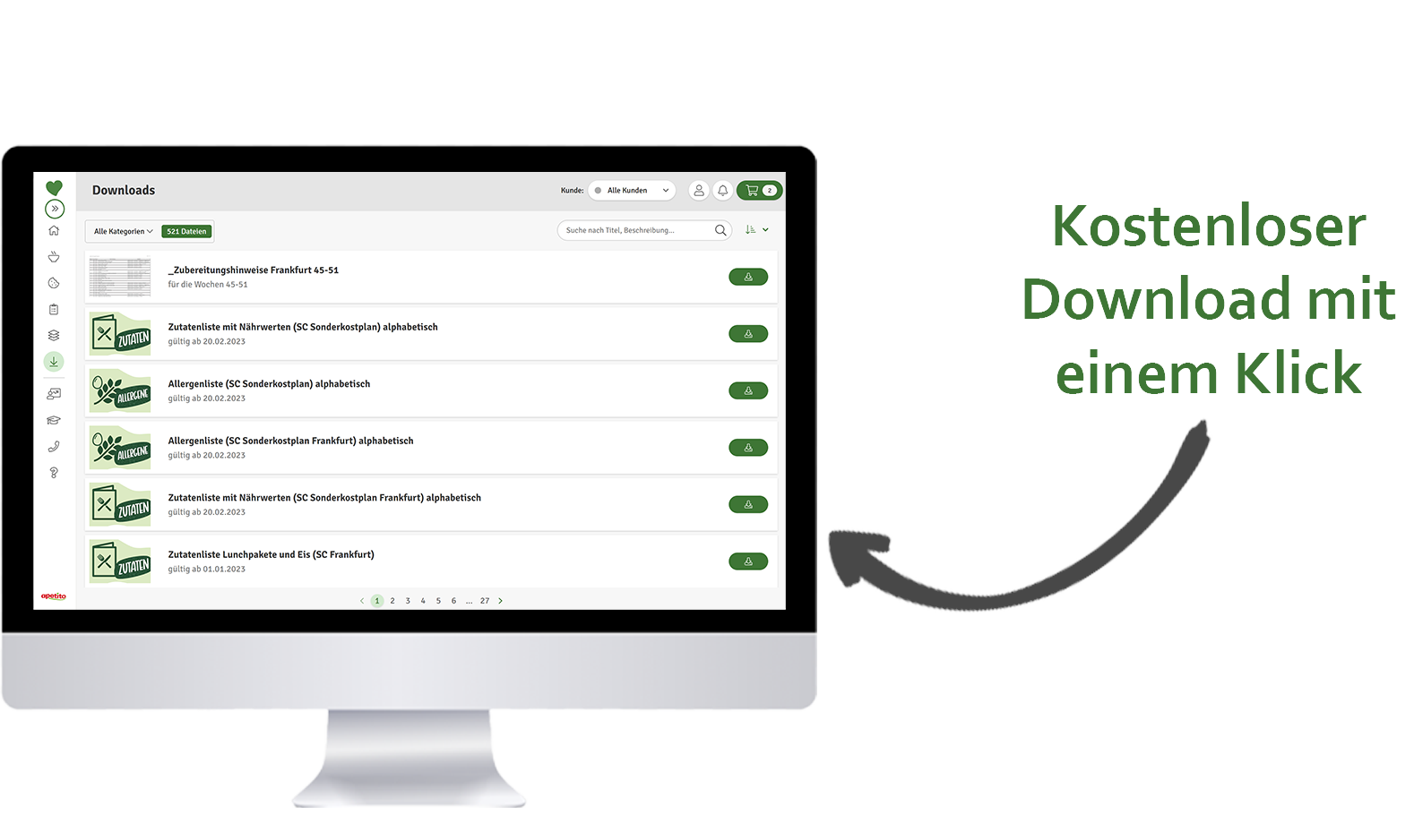 Kostenloser Download mit einem Klick Computer Bildschirm Pfeil